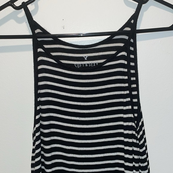 American Eagle Soft and Sexy Black and White Striped High Neck Tank Top - Picture 2 of 7